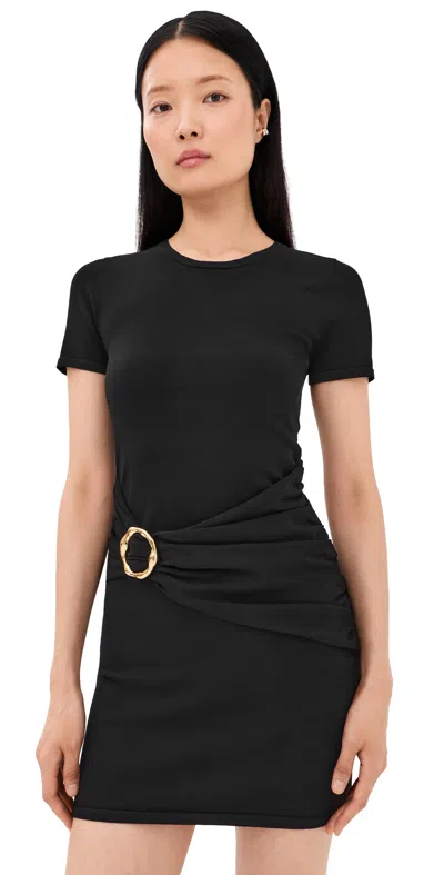 Simkhai Leni Short Sleeve Draped Mini Dress Black