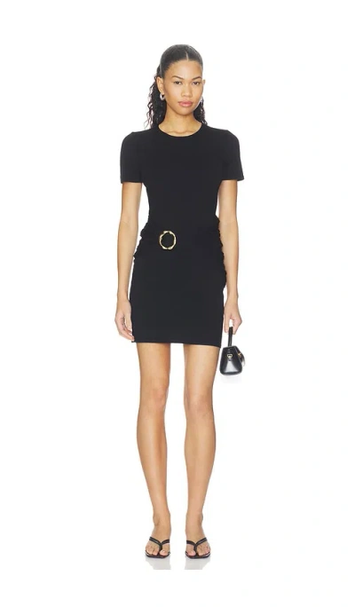 Simkhai Leni Short Sleeve Draped Mini Dress In Black