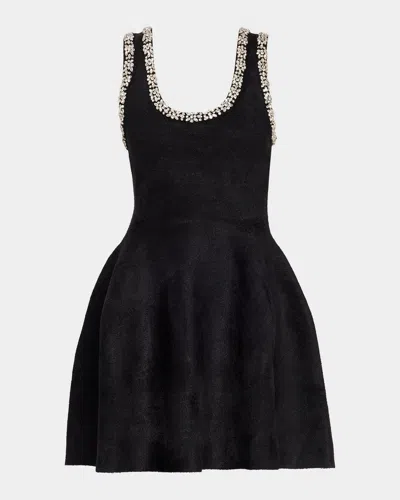Simkhai Leona Crystal-trim Mini Dress In Black