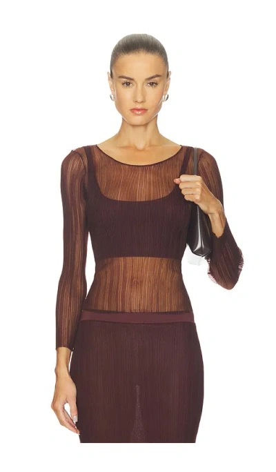 Simkhai Leonie Long Sleeve Top In Brown
