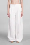 Simkhai Olly Double-waist Cotton Faille Wide-leg Pants In White