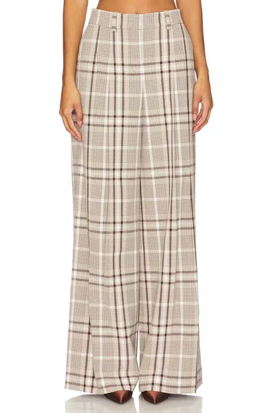 Simkhai Leroy Pleated Wide Leg Pants In Sand Plaid In Multi