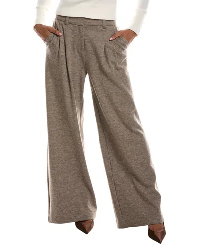 Simkhai Leroy Pleated Wool-blend Wide Leg Pant In Brown