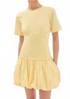 Simkhai Libbie Poplin-paneled Ribbed-knit Mini Dress In Yellow