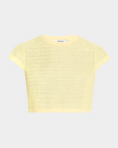 Simkhai Lidi Knit Crop Top In Buttercream