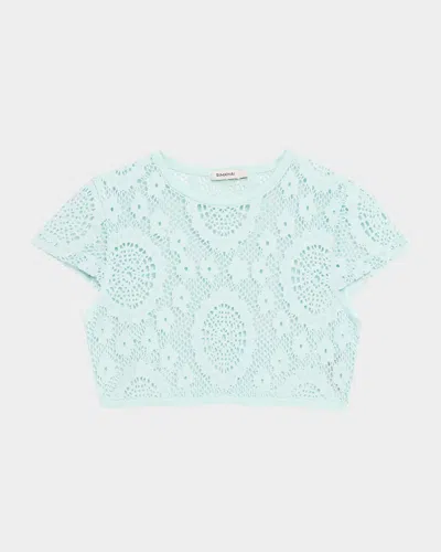 Simkhai Lidie Open-knit Crop Top In Blue