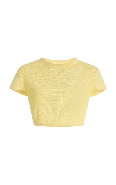Simkhai Lidie Open-weave Knit Top In Yellow