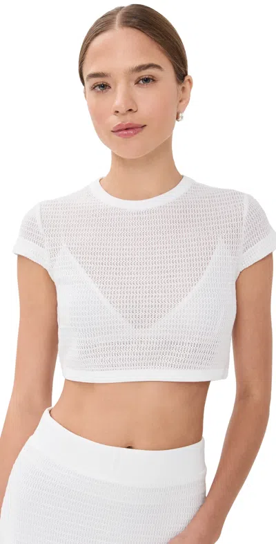 Simkhai Lidie Short Sleeve Top White