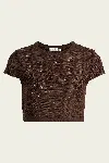 Simkhai Lidie Short-sleeve Top In Chocolate In Brown