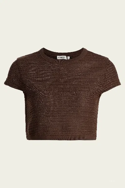 Simkhai Lidie Short-sleeve Top In Chocolate In Brown