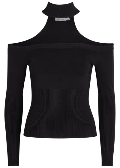 Simkhai Lila Choker-effect Knit Top In Black