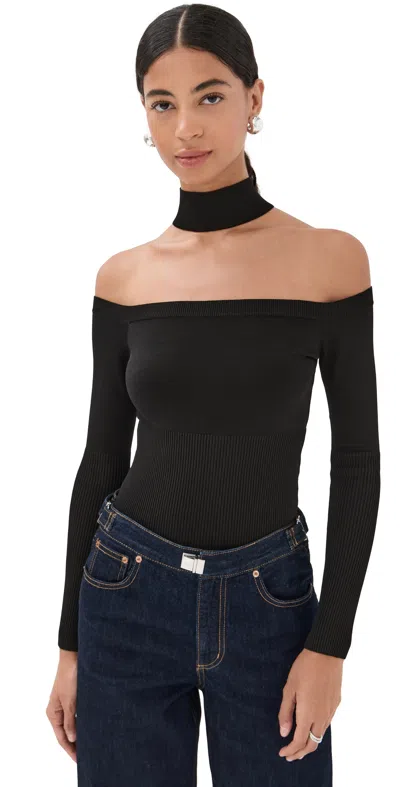 Simkhai Lila Cold Shoulder Top Black