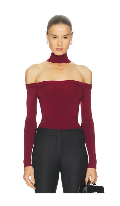 Simkhai Lila Cold Shoulder Top In Burgundy