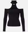 Simkhai Lila Ribbed-knit Off-shoulder Top In Black