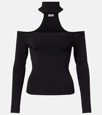 SIMKHAI LILA RIBBED-KNIT OFF-SHOULDER TOP