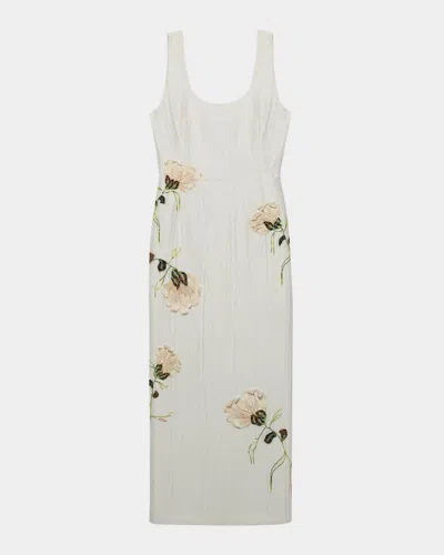 Simkhai Lilibeth Sleeveless Floral Applique Midi Dress In White