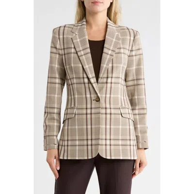 Simkhai Lillie Plaid Notch Lapel Blazer In Brown