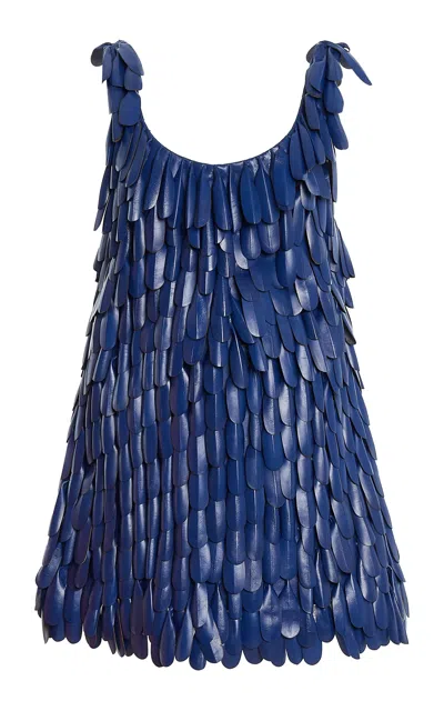 Simkhai Lilou Leather Mini Dress In Blue