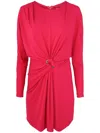 Simkhai Linds Gathered Long-sleeve Mini Dress In Red