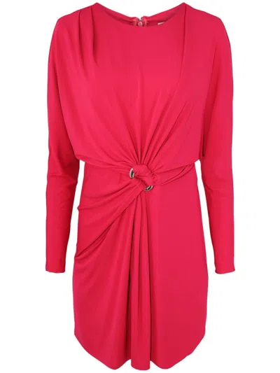 Simkhai Linds Gathered Long-sleeve Mini Dress In Cherry