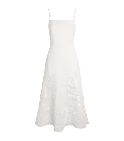Simkhai Linen-blend Embroidered Annabella Midi Dress In White