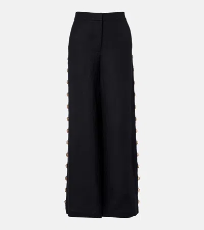 Simkhai Linen-blend Wide-leg Pants In Black