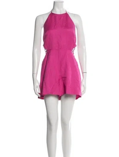 Pre-owned Simkhai Linen Halterneck Romper In Pink