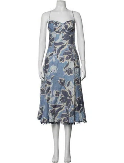 Pre-owned Simkhai Linen Midi Length Dress In Blue