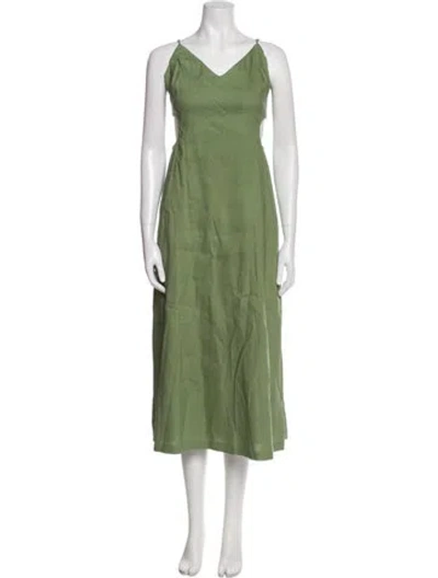 Pre-owned Simkhai Linen Midi Length Dress In Green