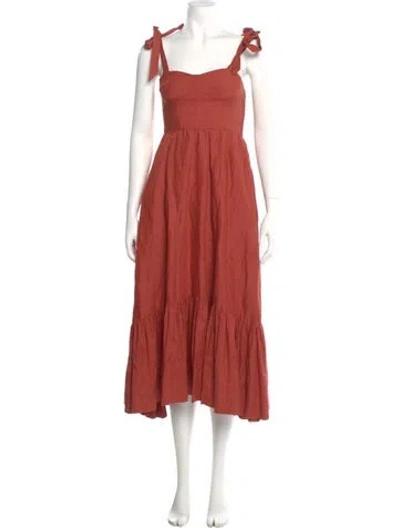 Pre-owned Simkhai Linen Midi Length Dress In Orange