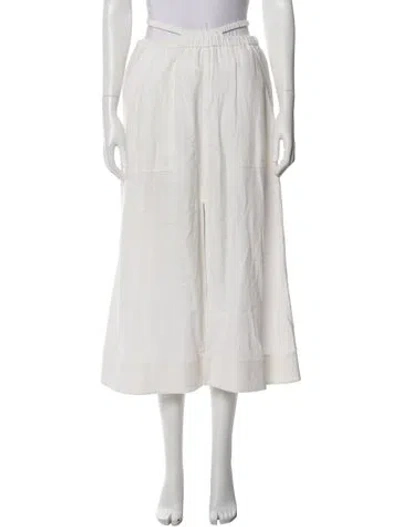 Pre-owned Simkhai Linen Midi Length Skirt In White