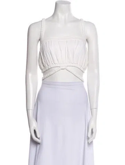 Pre-owned Simkhai Linen Square Neckline Crop Top In White