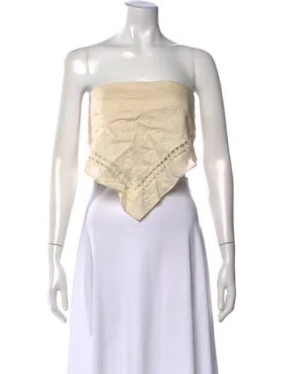 Pre-owned Simkhai Linen Strapless Crop Top In Neutral