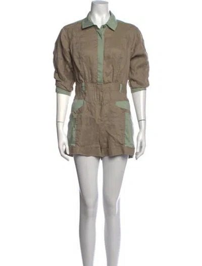 Pre-owned Simkhai Linen Striped Romper In Brown