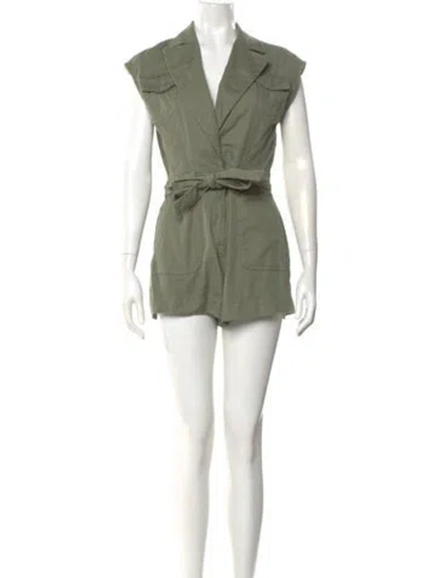 Pre-owned Simkhai Linen V-neck Romper In Green