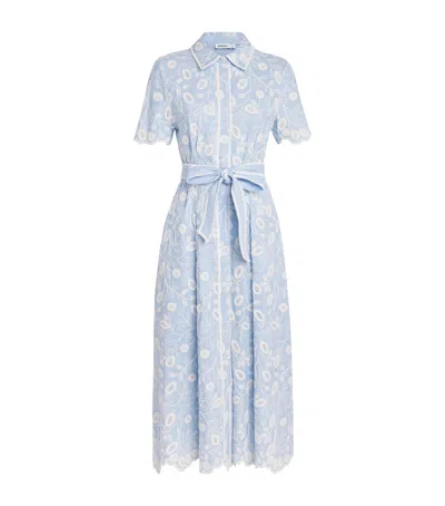 Simkhai Linen-blend Audria Midi Dress In Blue