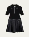 Simkhai Linnie Ribbed-knit And Pleated Mini Dress In Black
