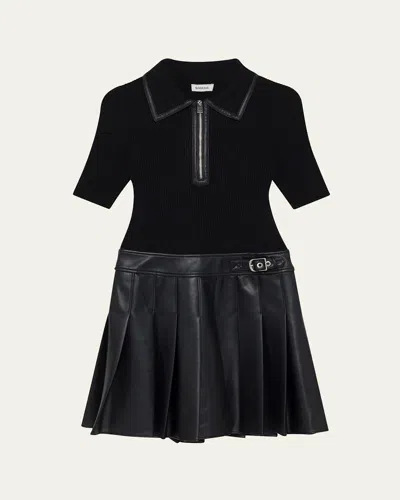SIMKHAI LINNIE PLEATED COMBO MINI DRESS