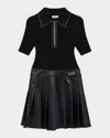 Simkhai Linnie Ribbed-knit And Pleated Mini Dress In Black