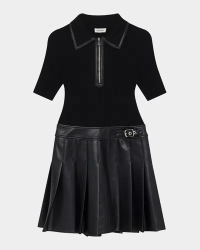 SIMKHAI LINNIE PLEATED COMBO MINI DRESS