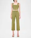 Simkhai Liza Cropped Pant In Army Green In Green