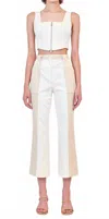 Simkhai Liza Cropped Pant In Ivory Multi In White