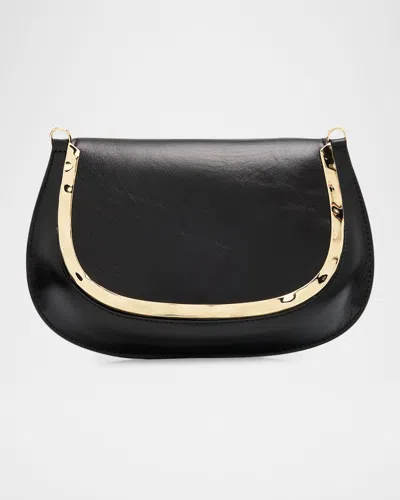 Simkhai Logan Metal-trim Shiny Leather Crossbody Bag In Black