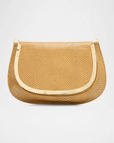 Simkhai Logan Python-debossed Crossbody Bag In Brown