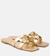 Simkhai Monogram Metallic Flat Slides Gold In Gold