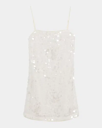 Simkhai Lollie Sequined Sleeveless Mini Dress In White