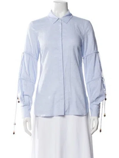 Pre-owned Simkhai Long Sleeve Blouse In Blue