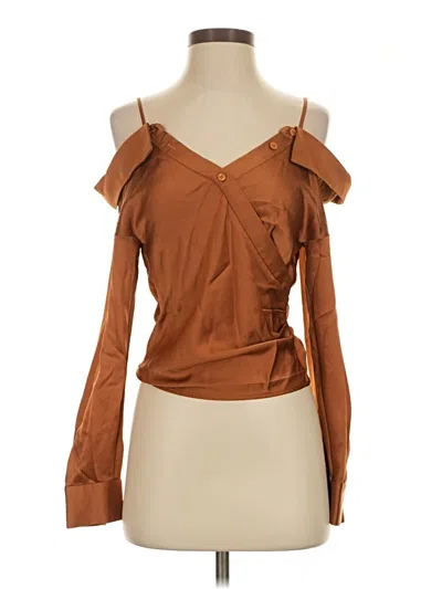 Pre-owned Simkhai Long Sleeve Blouse In Brown