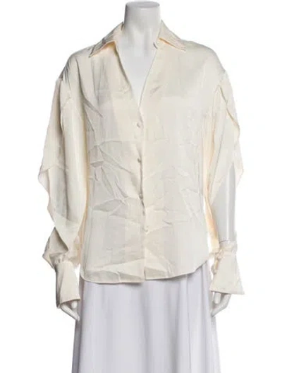 Pre-owned Simkhai Long Sleeve Blouse In White