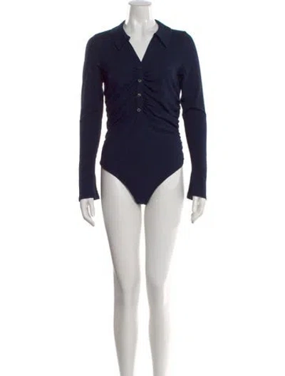 Pre-owned Simkhai Long Sleeve Bodysuit In Blue